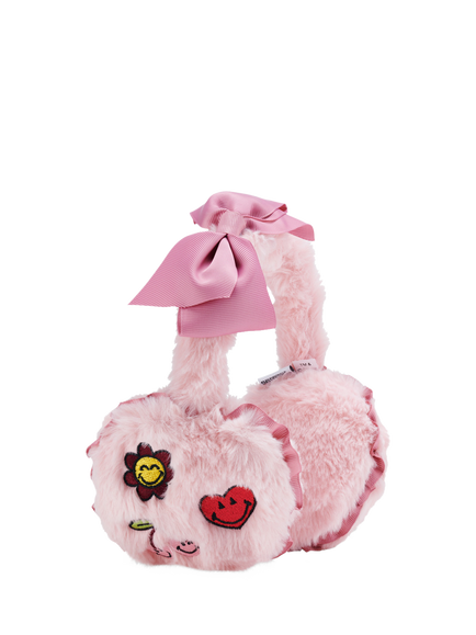 Small Stuff Kids' Faux Fur Smiley Ear Muffs, Pink, Pink