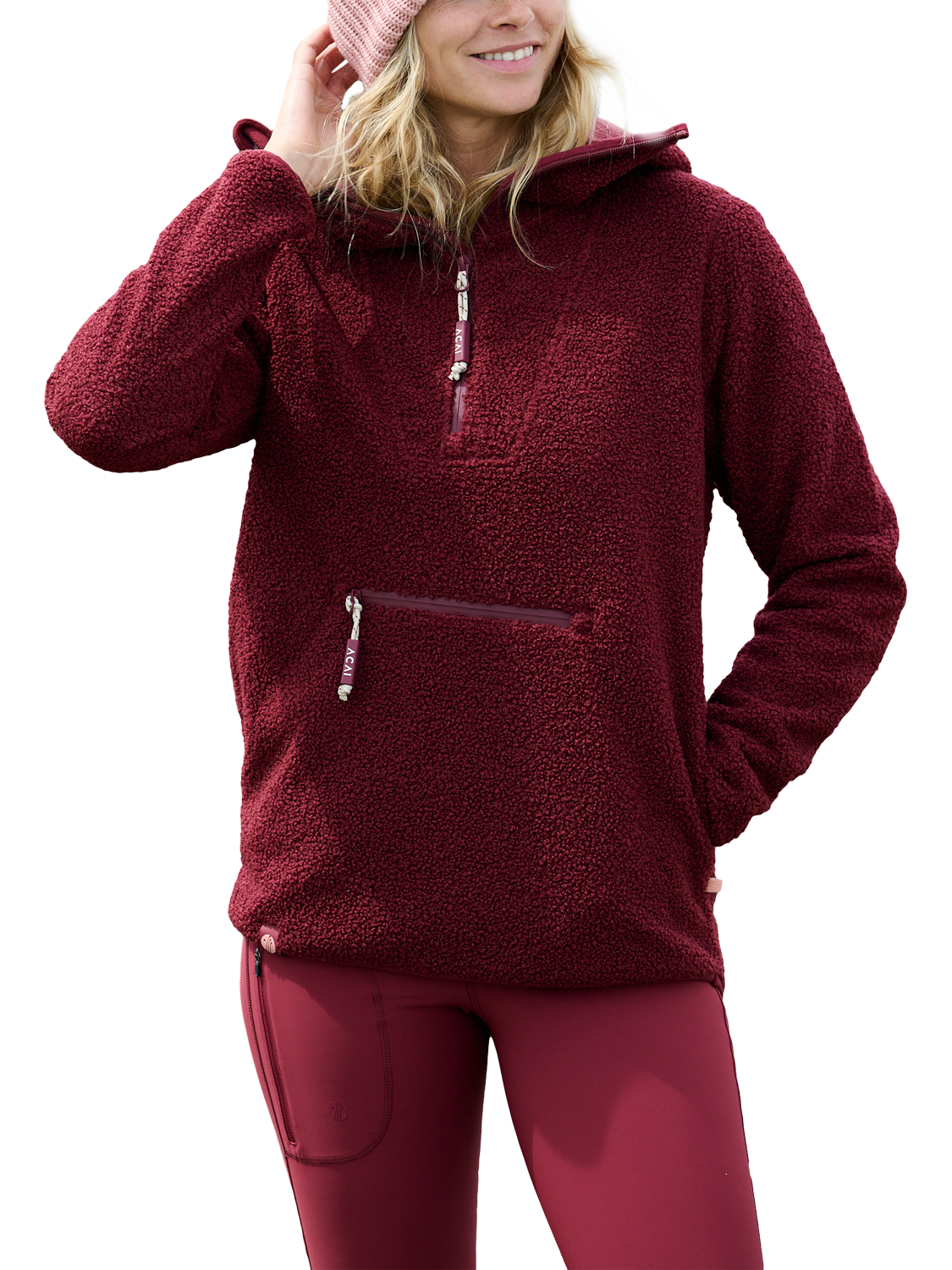 Product image 1 of 4, which shows ACAI Windproof Gale Hooded Fleece , Cabernet, 6
