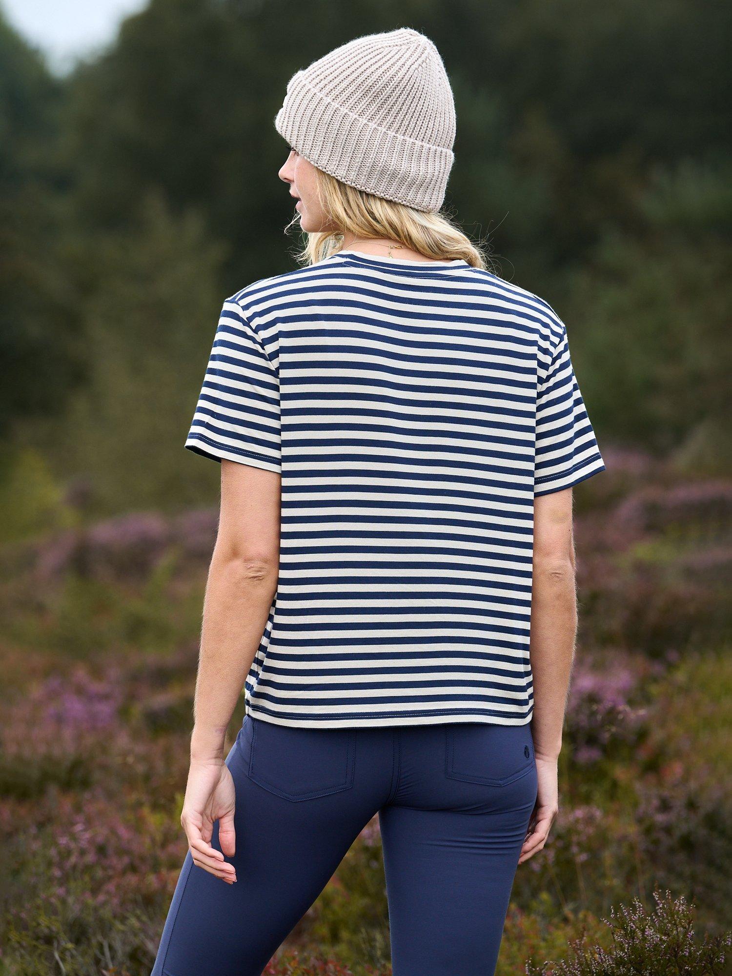 Product image 2 of 3, which shows ACAI Glide Boxy T-Shirt, Navy Stripe, 6