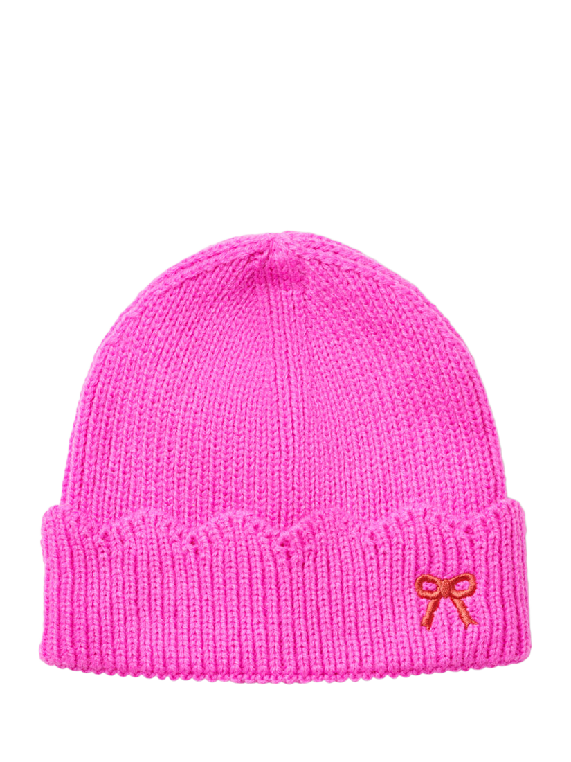 Product image 2 of 3, which shows Small Stuff Kids' Knitted Beanie Hat and Gloves Set, Hot Pink, 3-5 years