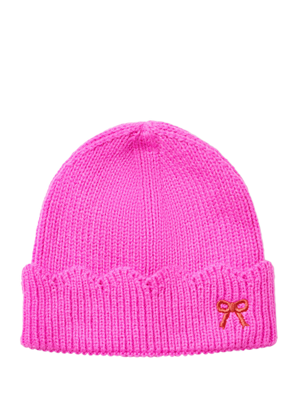 Small Stuff Kids' Knitted Beanie Hat and Gloves Set - view 2, Hot Pink