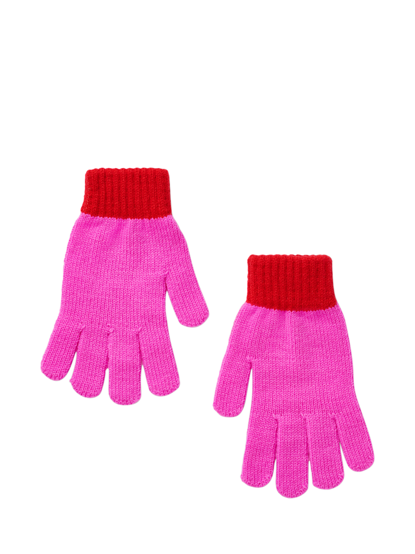 Product image 3 of 3, which shows Small Stuff Kids' Knitted Beanie Hat and Gloves Set, Hot Pink, 3-5 years