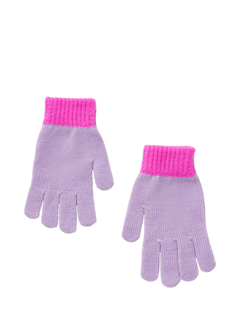 Product image 3 of 3, which shows Small Stuff Kids' Knitted Beanie Hat and Gloves Set, Purple, 3-5 years