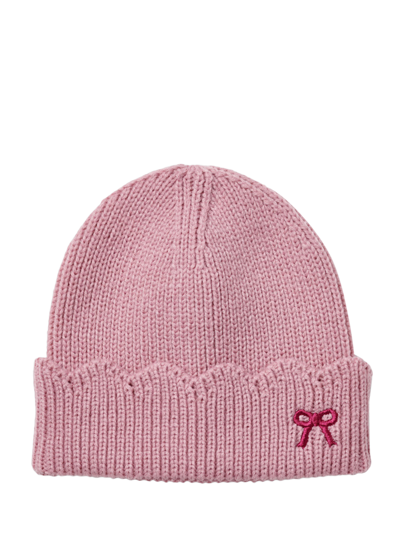 Product image 2 of 3, which shows Small Stuff Kids' Knitted Beanie Hat and Gloves Set, Light Pink, 3-5 years