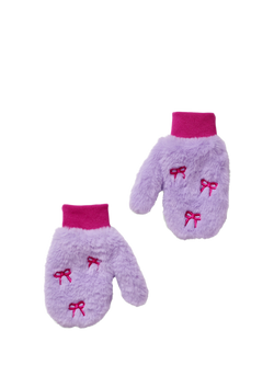 Small Stuff Kids' Faux Fur Embroidered Mittens, Purple, Purple