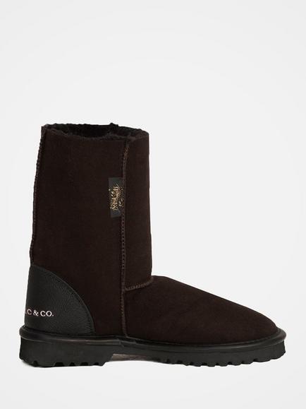 Celtic & Co. Men's Aqualamb Sheepskin Short Boots, Darkest Brown, Darkest Brown