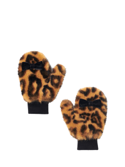 Small Stuff Kids' Faux Fur Leopard Print Mittens, Multi, Multi