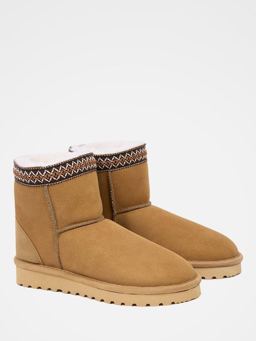 Product image 2 of 6, which shows Celtic & Co. Braid Trim Sheepskin Short Boots, Spice, 3