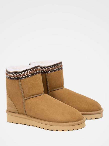 Celtic & Co. Braid Trim Sheepskin Short Boots, Spice - view 2, Spice