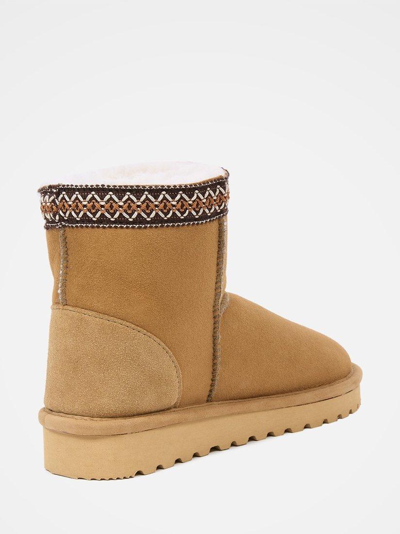 Product image 4 of 6, which shows Celtic & Co. Braid Trim Sheepskin Short Boots, Spice, 3