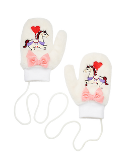 Stych Kids' Faux Fur Unicorn Mittens, White, White