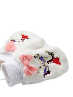 Stych Kids' Faux Fur Unicorn Mittens, White - view 2, White