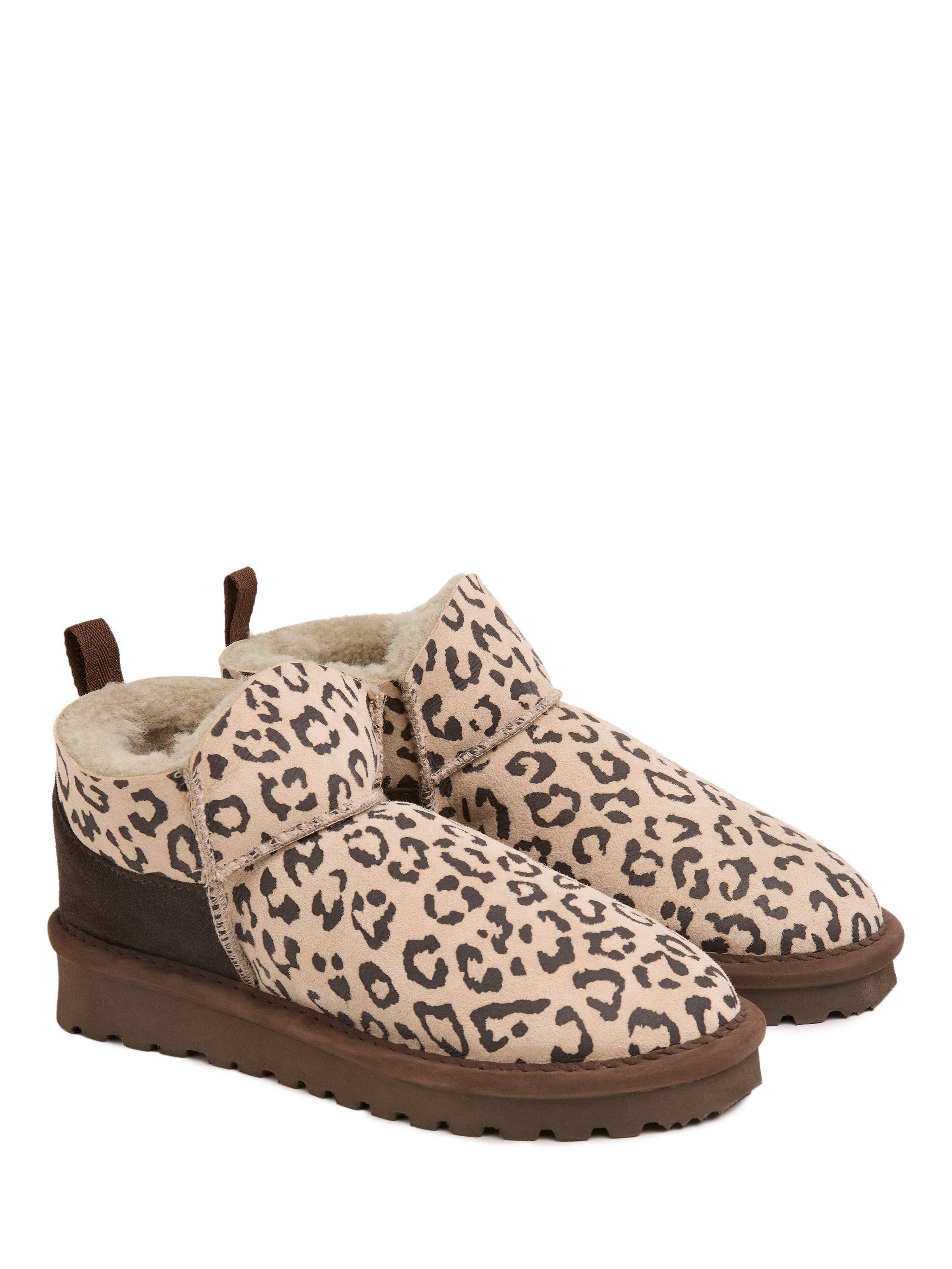 Product image 2 of 6, which shows Celtic & Co. Celt Super Shortie Sheepskin Boots, Leopard, 3
