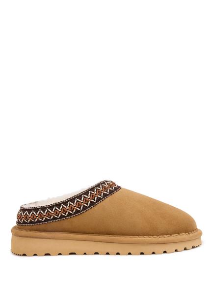 Celtic & Co. Braid Trim Sheepskin Clogs with Backs, Spice, Spice