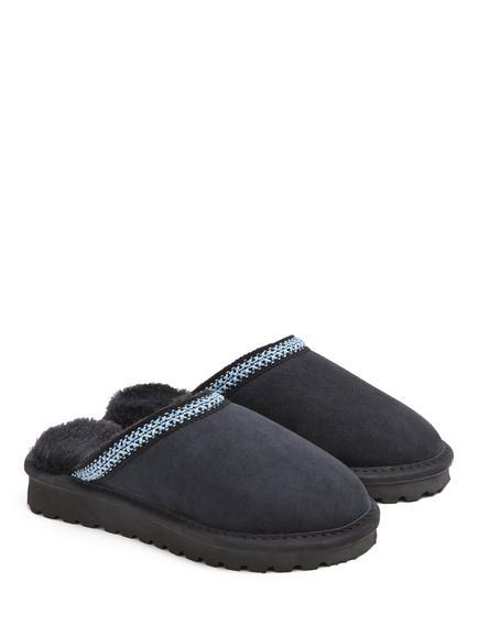 Celtic & Co. Braid Trim Sheepskin Clogs, Dark Navy - view 2, Dark Navy