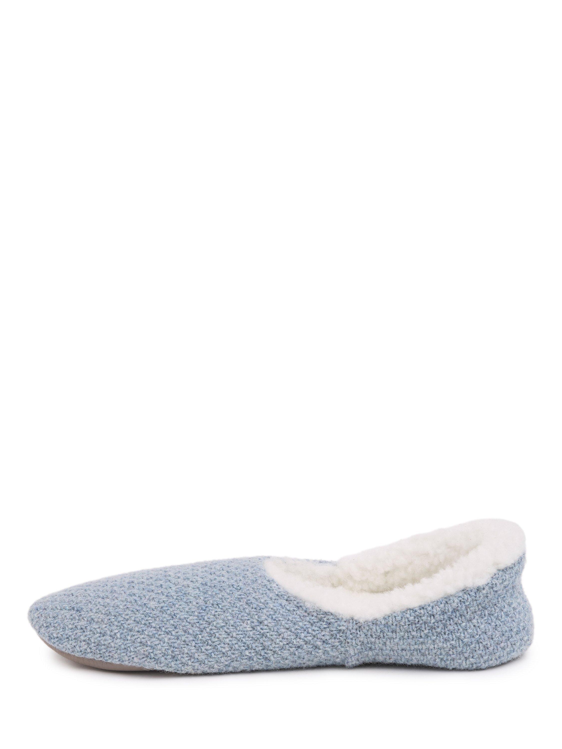 Product image 3 of 6, which shows Celtic & Co. Knitted Cocoon Slippers, Vintage Blue, 3