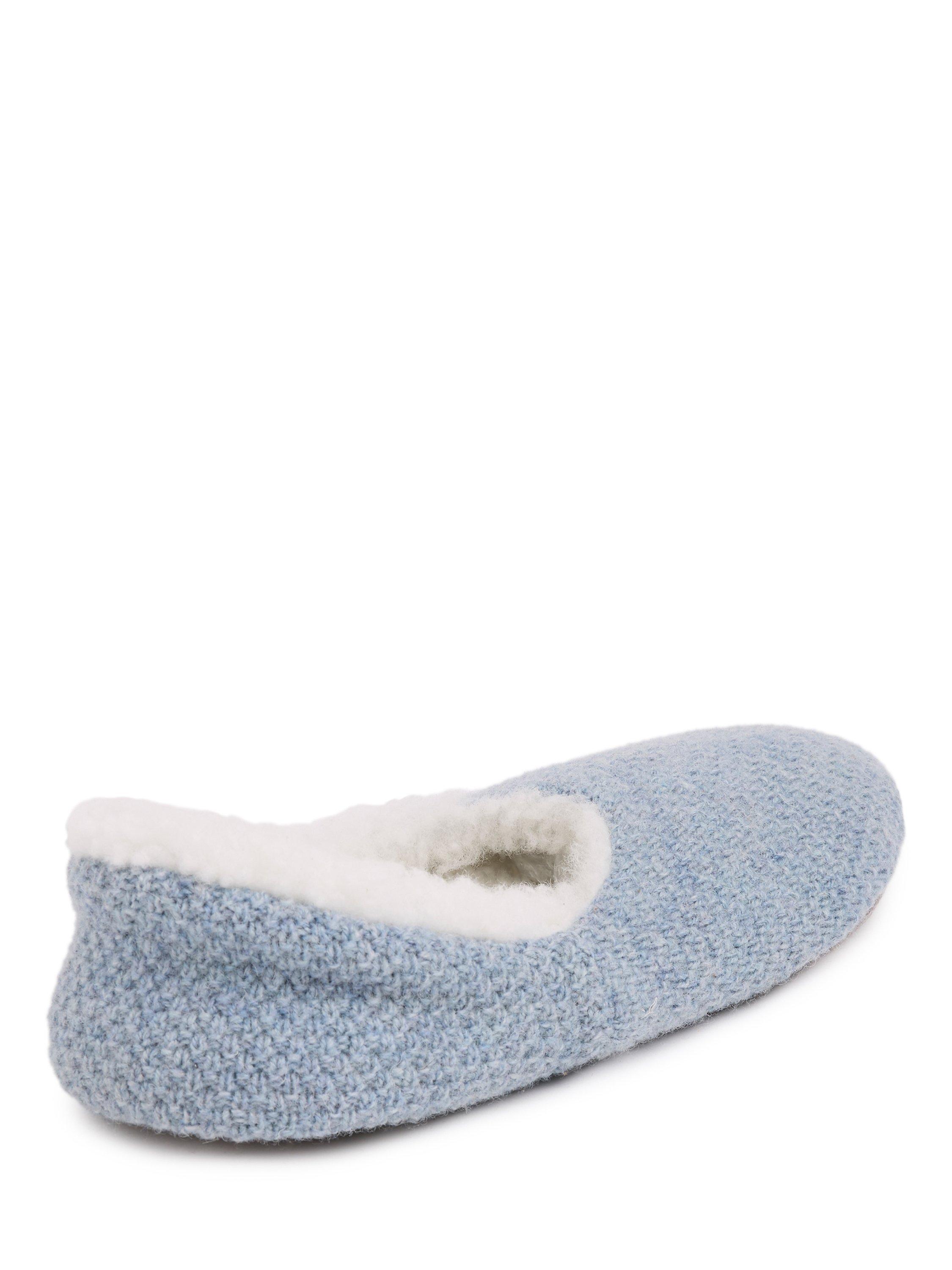Product image 4 of 6, which shows Celtic & Co. Knitted Cocoon Slippers, Vintage Blue, 3