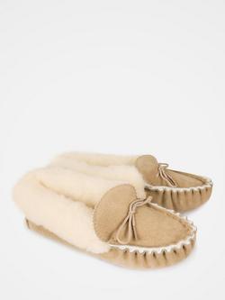 Celtic & Co. Lounger Sheepskin Soft Sole Moccasin Slippers - view 2, Camel