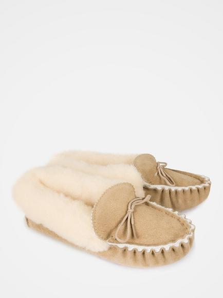 Celtic & Co. Lounger Sheepskin Soft Sole Moccasin Slippers - view 2, Camel