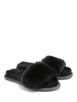 Celtic & Co. Sheepskin Luxe Slider Slippers, Navy - view 2, Navy