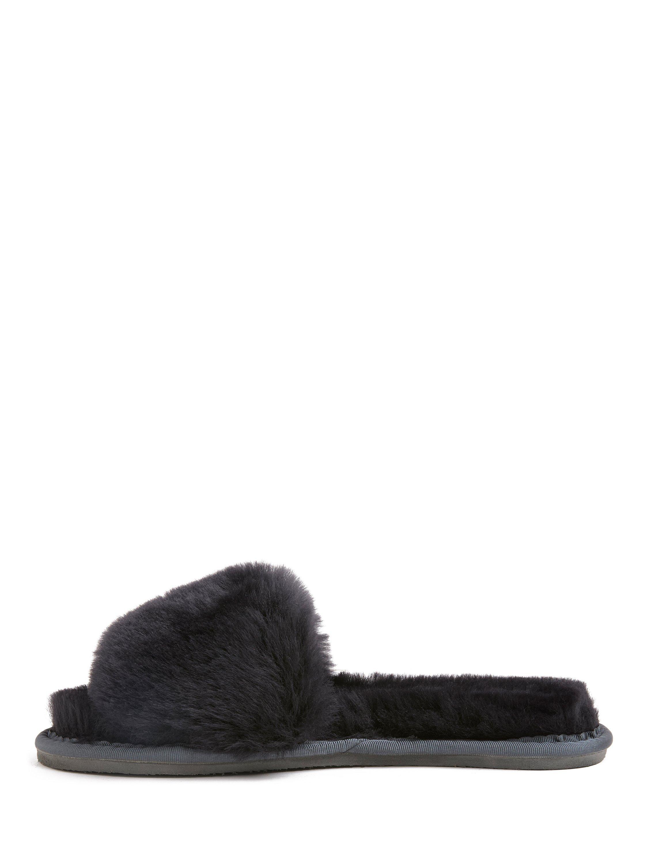 Product image 3 of 6, which shows Celtic & Co. Sheepskin Luxe Slider Slippers, Navy, 3