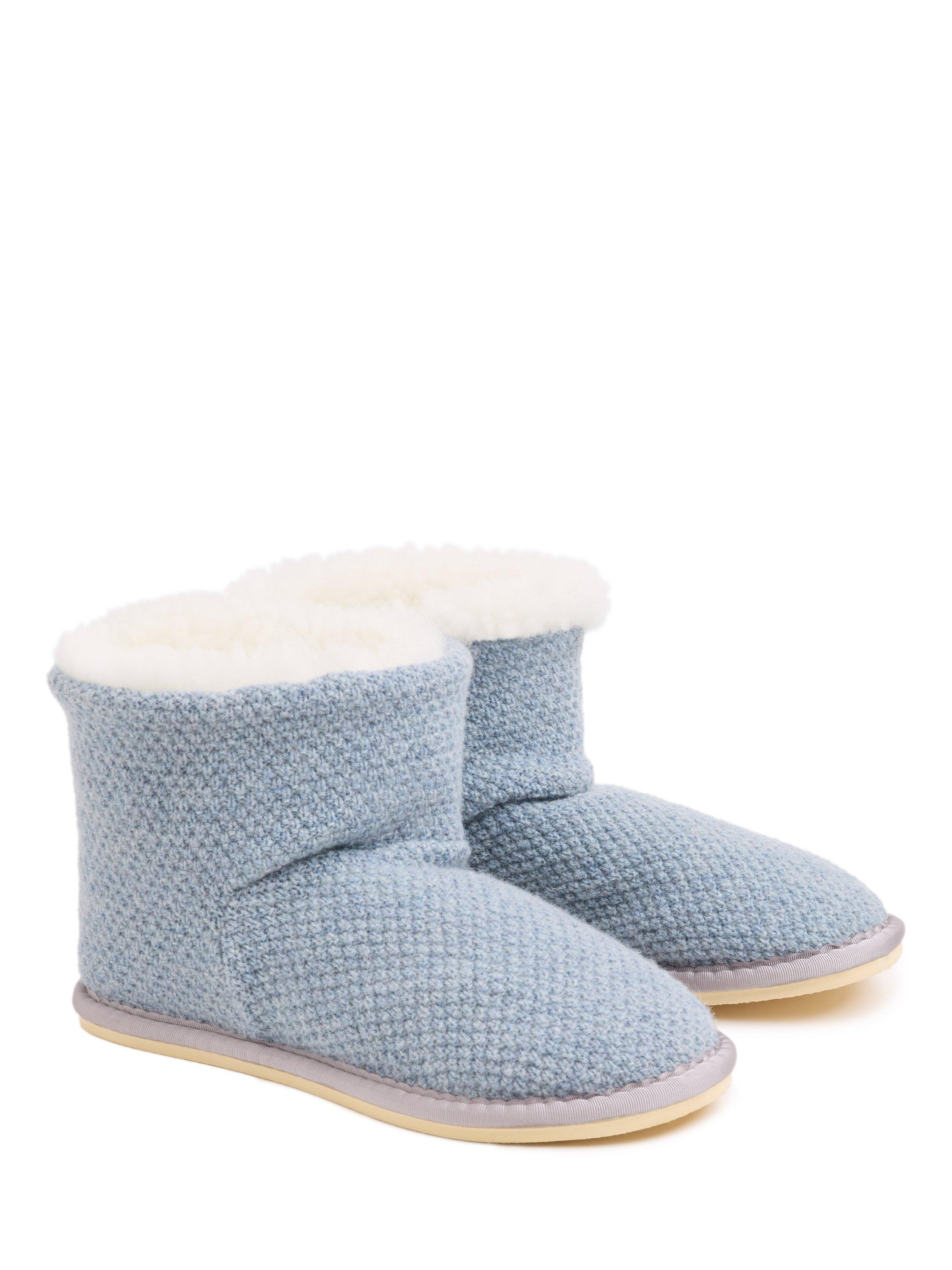 Product image 2 of 6, which shows Celtic & Co. Knitted Shortie Slipper Boots, Vintage Blue, 3