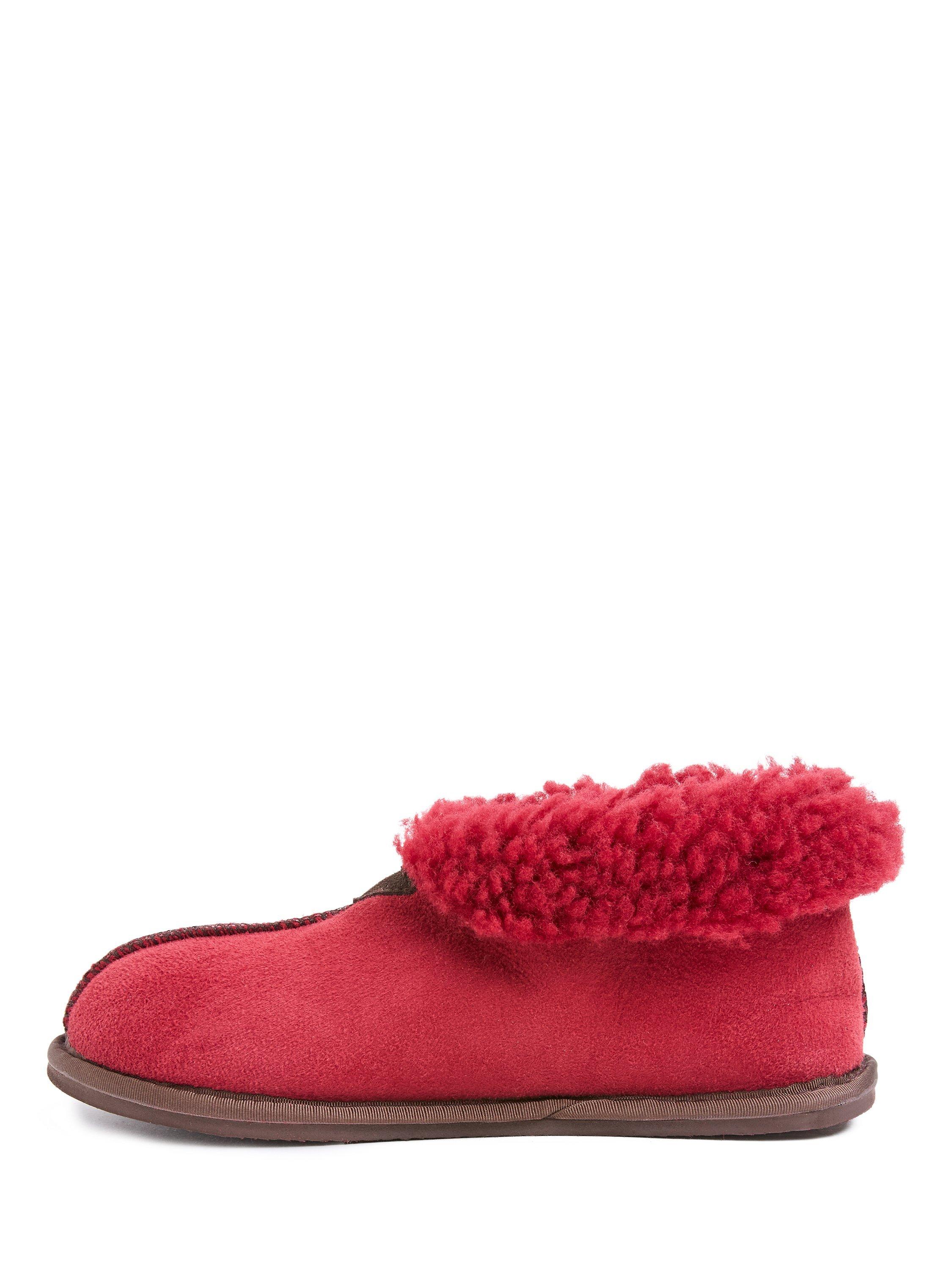 Product image 3 of 6, which shows Celtic & Co. Sheepskin Soft Sole Bootee Slippers, Garnet, 3