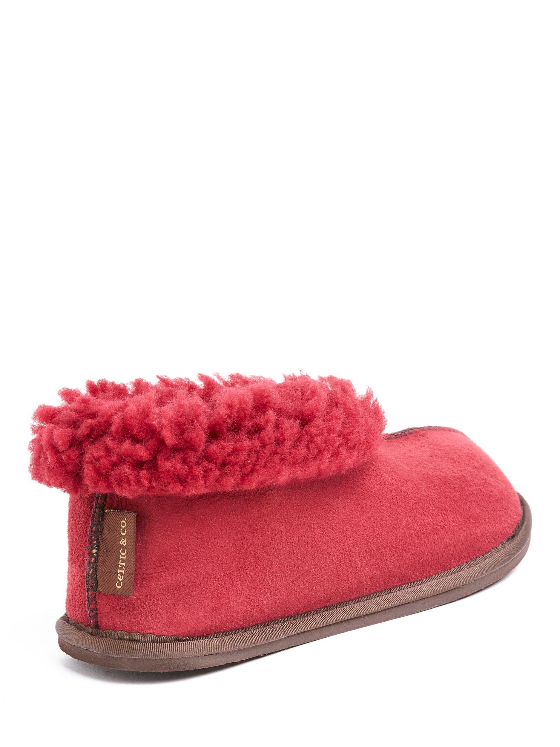 Product image 4 of 6, which shows Celtic & Co. Sheepskin Soft Sole Bootee Slippers, Garnet, 3