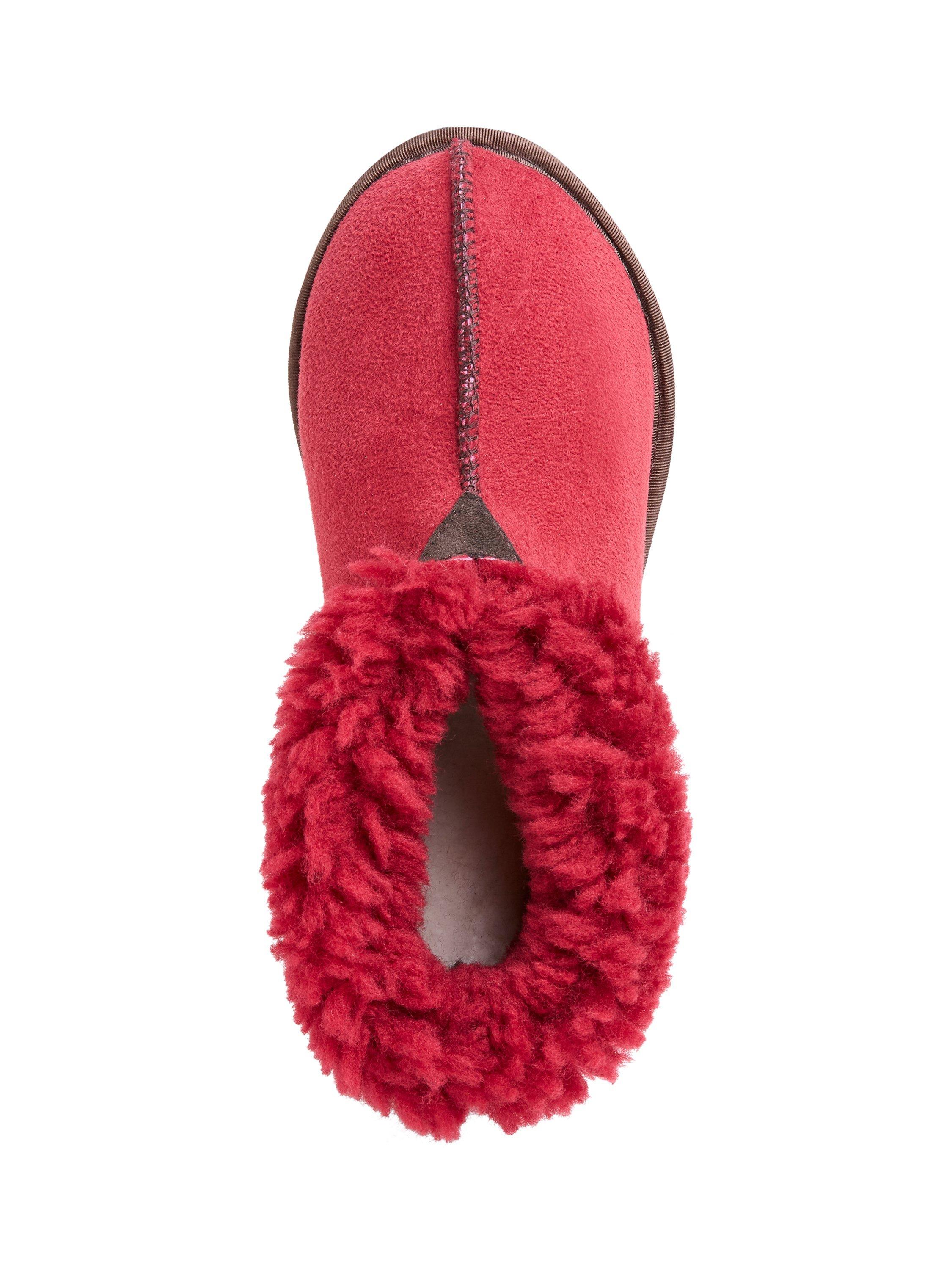Product image 5 of 6, which shows Celtic & Co. Sheepskin Soft Sole Bootee Slippers, Garnet, 3