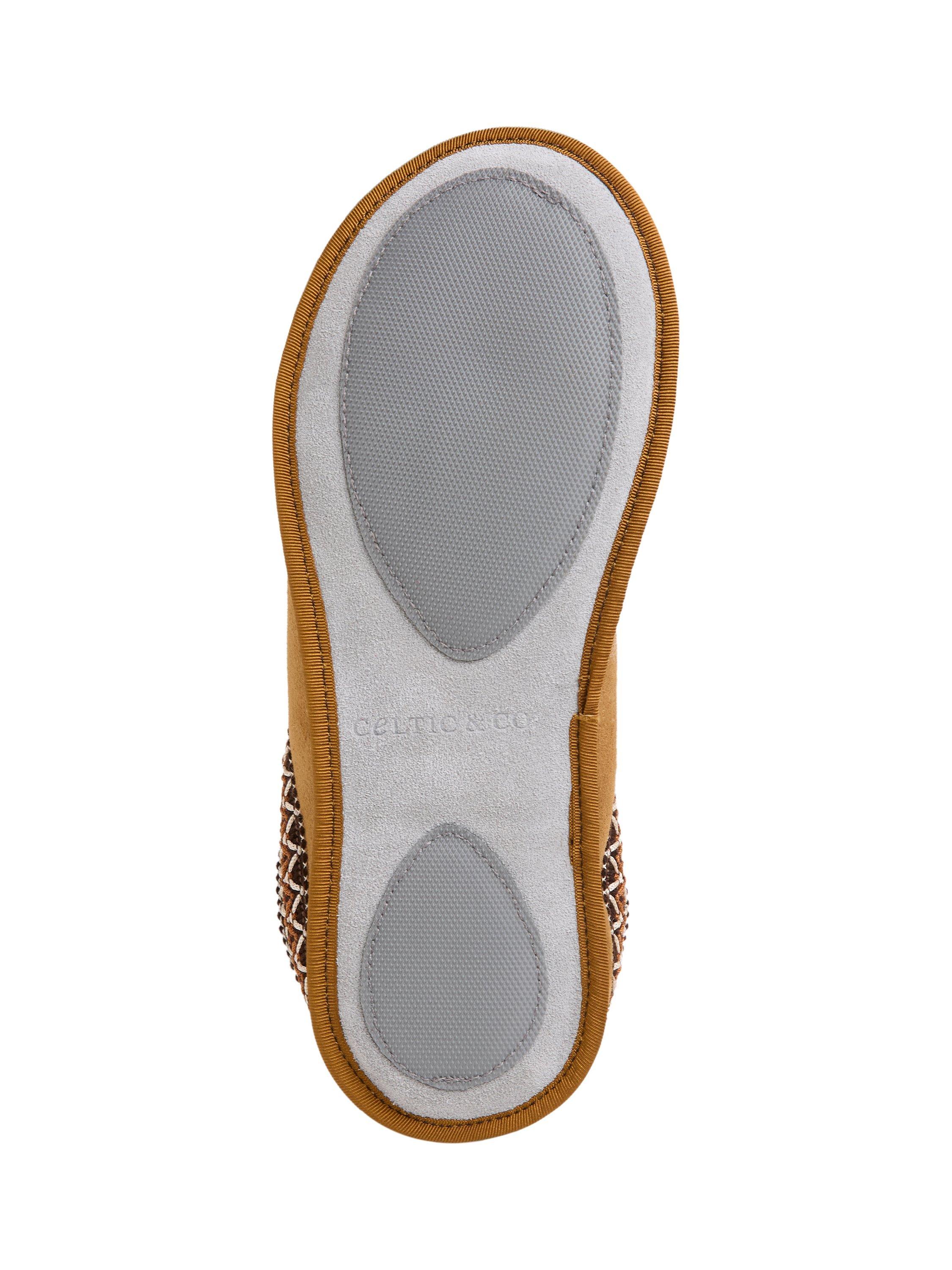 Product image 6 of 6, which shows Celtic & Co. Sheepskin Soft Sole Bootee Slippers, Spice, 3