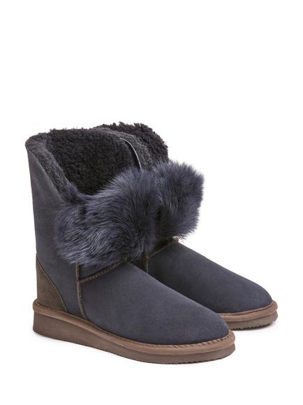 Celtic & Co. Toscana Trim Slipper Boots, Dark Navy - view 2, Dark Navy