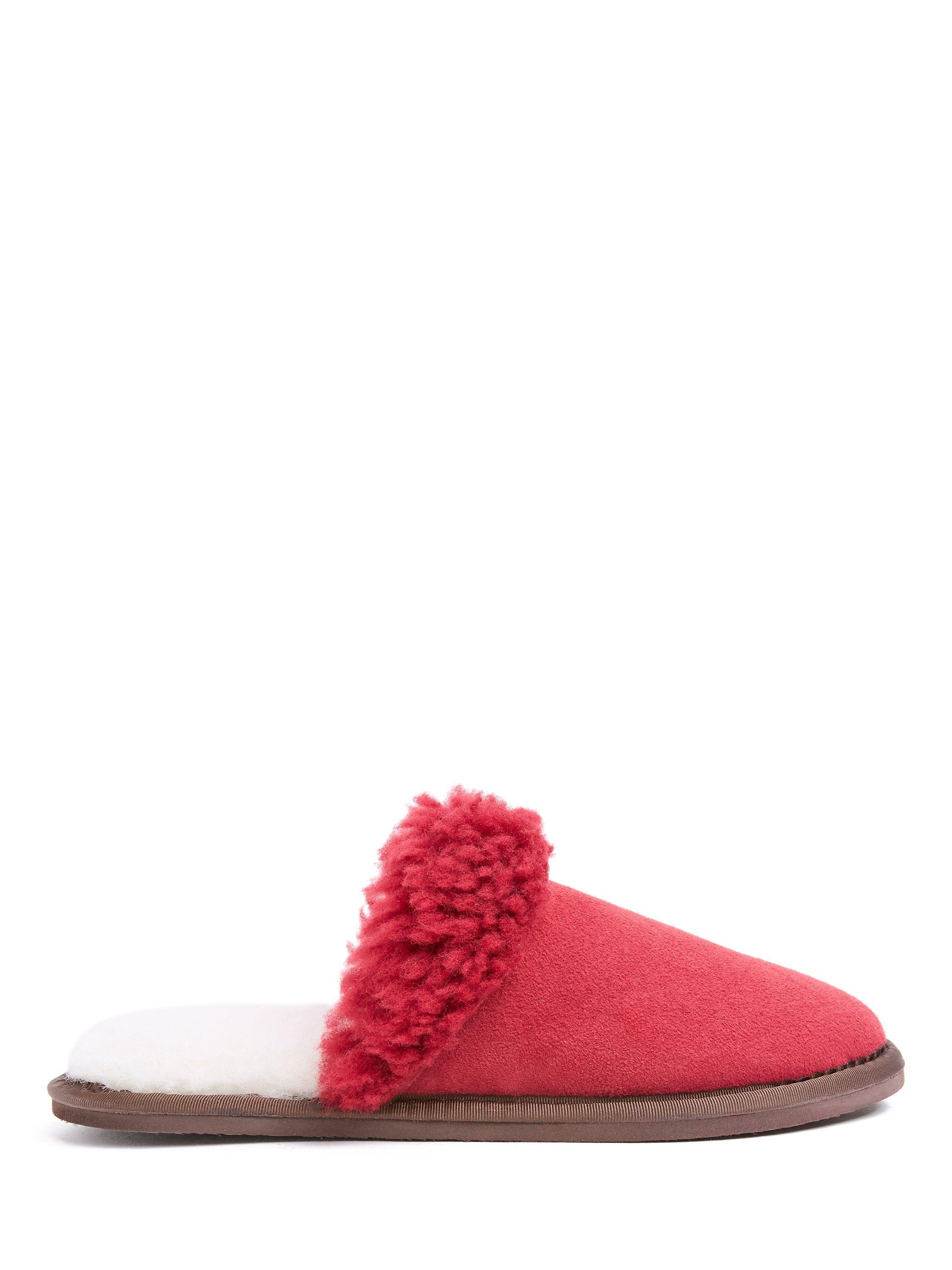 Product image 1 of 7, which shows Celtic & Co. Turnback Sheepskin Mule Slippers, Garnet, 3