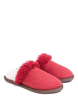 Celtic & Co. Turnback Sheepskin Mule Slippers, Garnet - view 2, Garnet