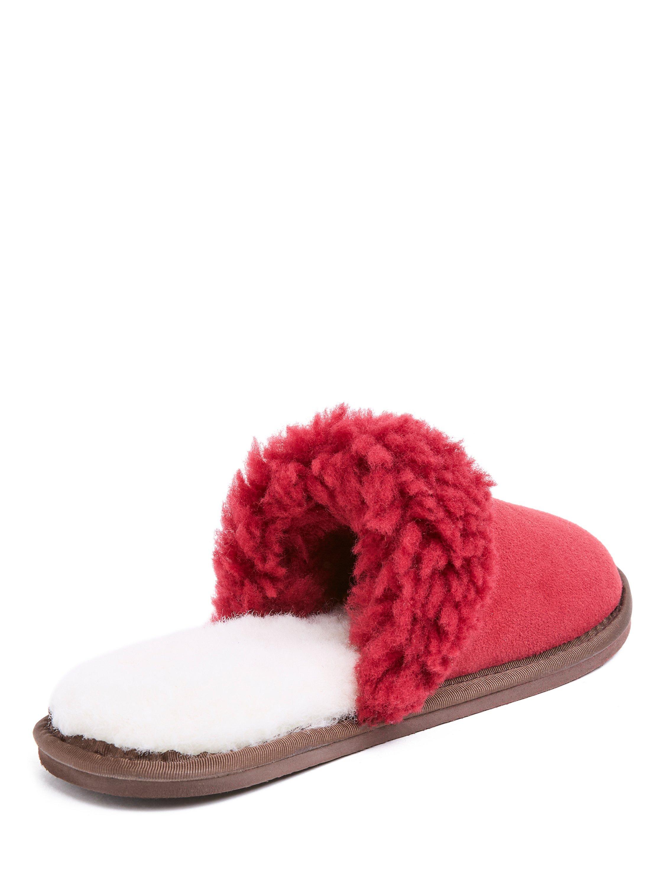 Product image 5 of 7, which shows Celtic & Co. Turnback Sheepskin Mule Slippers, Garnet, 3