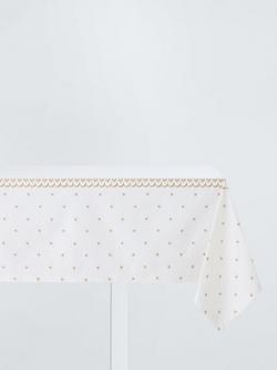 John Lewis Scallop Border Rectangular Cotton Tablecloth, Gold, Gold