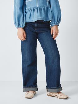 John Lewis Kids' Wide Leg Turn Up Jeans, Blue, Blue