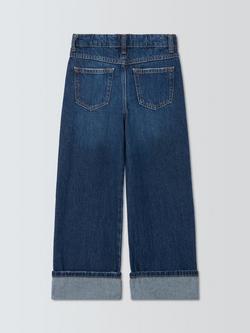 John Lewis Kids' Wide Leg Turn Up Jeans, Blue - view 2, Blue