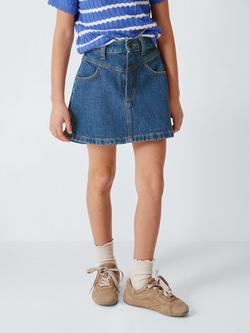 John Lewis Kids' Waist Panel Denim Skirt, Blue, Blue