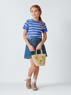 John Lewis Kids' Waist Panel Denim Skirt, Blue - view 2, Blue