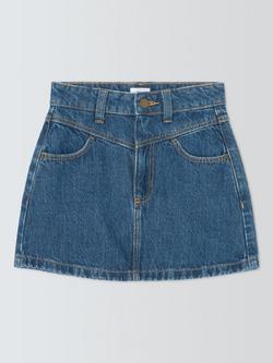 John Lewis Kids' Waist Panel Denim Skirt, Blue, Blue