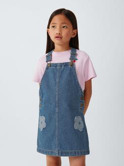 John Lewis Kids' Flowers Pinafore Dress, Blue, Blue