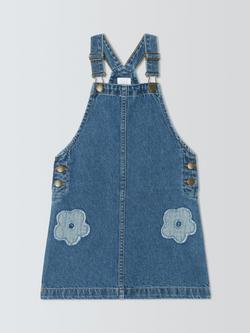 John Lewis Kids' Flowers Pinafore Dress, Blue, Blue