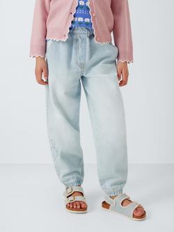 John Lewis Girl's Flower Cuffed Jeans, Blue, Blue