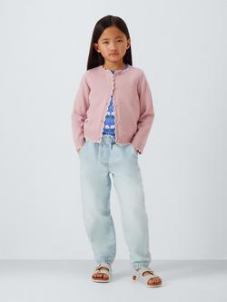 John Lewis Girl's Flower Cuffed Jeans, Blue - view 2, Blue