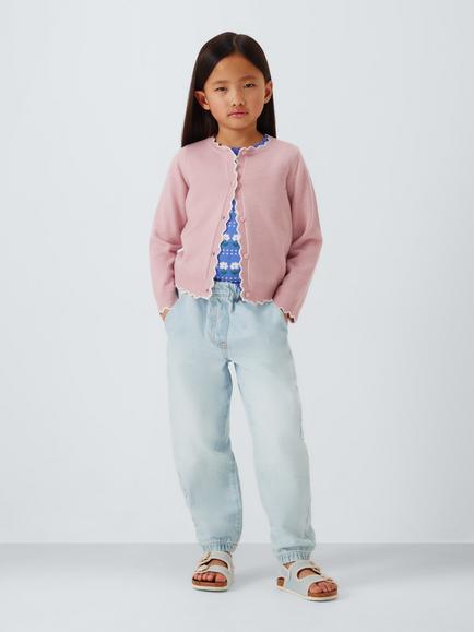 John Lewis Girl's Flower Cuffed Jeans, Blue - view 2, Blue