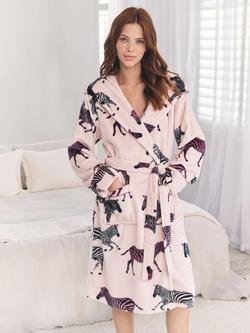 Chelsea Peers Celestial Leopard Fleece Dressing Gown, Pink, Pink