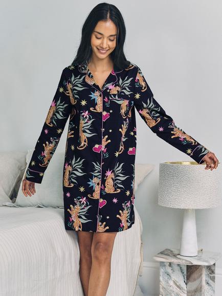 Chelsea Peers Enchanted Tiger Nightshirt, Navy - view 2, Navy