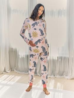 Chelsea Peers Celestial Leopard Maternity Pyjama Set, Pink, Pink