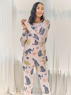 Chelsea Peers Celestial Leopard Maternity Pyjama Set, Pink - view 2, Pink
