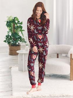 Chelsea Peers Enchanted Glade Long Pyjama Set, Burgundy, Burgundy